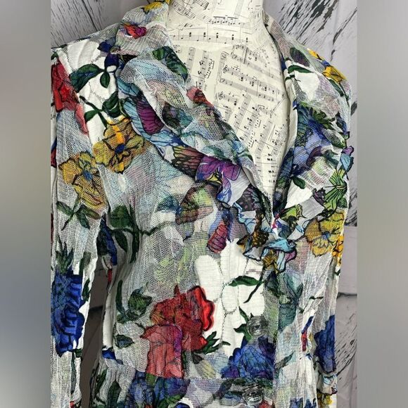 Alberto Makali Butterfly/Floral Mesh Blazer - Size M - Picture 3 of 9